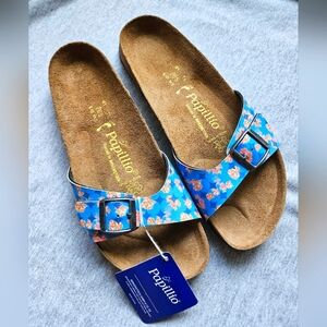 Birkenstock papillio blue orange flowers sandals womens size 10 shoes NEW